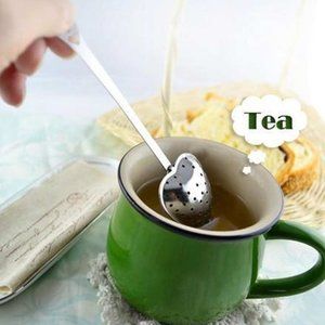 10-Piece Tea Filter Long Grip Stainless Steel Mesh Heart Steel Mesh Heart